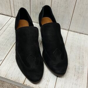 Lucky Brand Merlyin Black Suede Almond Toe Western Cutout Booties Loafers 9.5